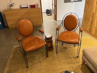 Metal and Leather Armchairs, Casamidy